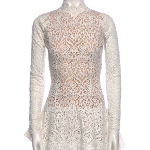 Jonathan Simkhai Lace Long Sleeve Mini Dress XS